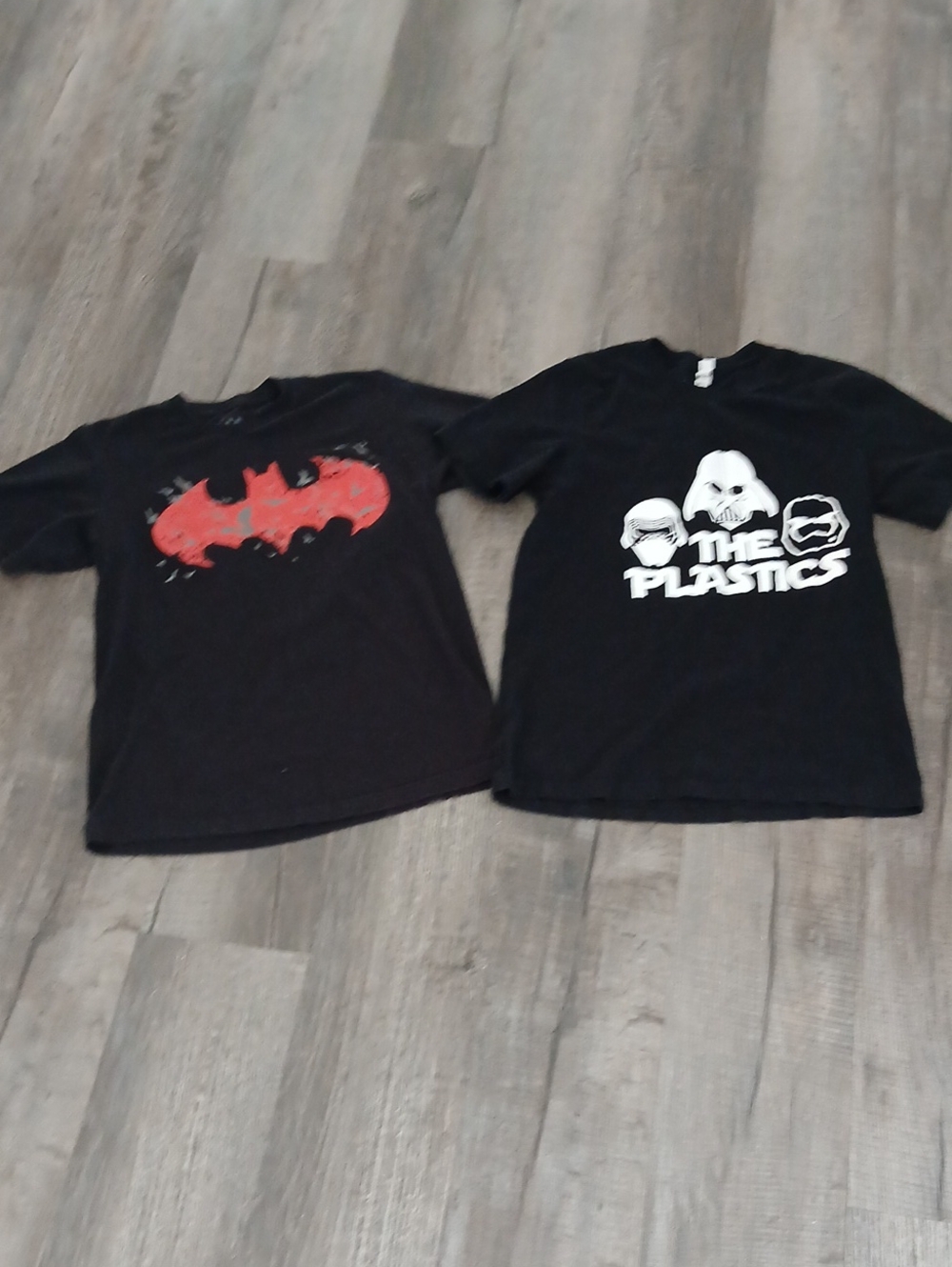 Kids Black Batman Bat Logo and 'The Plastics' Graphic T-Shirts